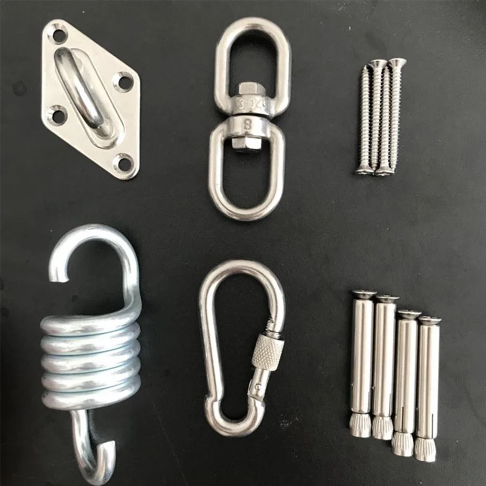 

Camping Stainless Steel Hammock Hanging Kit Carabiner Practical Swing Use Outdoor Easy Install Stable Ceiling Mount Hardware
