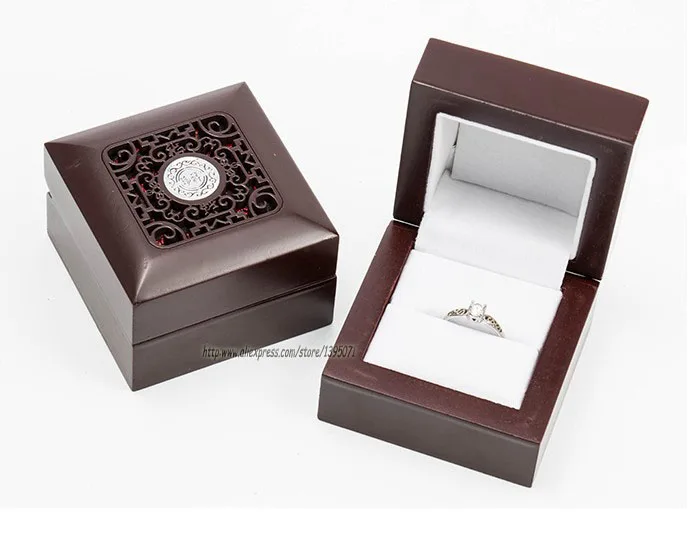 Высокое качество Красный окрашенные деревянные кольца коробка кулон держатель ожерелье Упаковка Чехол Коробка для ювелирных изделий браслет для хранения - Цвет: Ring Box