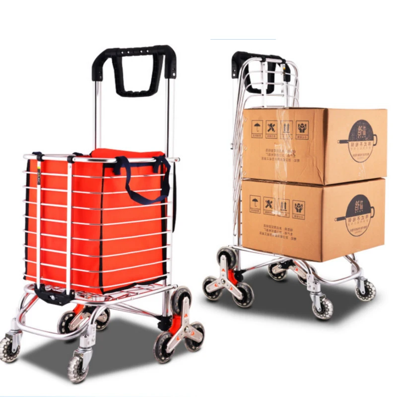 

Shopping cart climb stairs hand cart home trailer folding trolley car pull goods shopping cart portable small cart