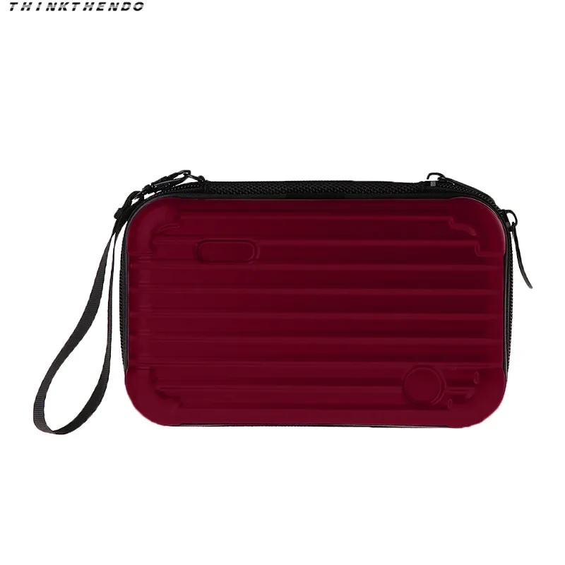 THINKTHENDO Fashion Women Mini Luggage Makeup Case Lady Girls Female Cosmetic Pouch Bag Toiletry Organizer Handbag New 10 Colors - Цвет: Бургундия