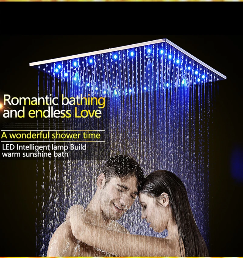 Bathroom  LED Shower Set 20 Embedded Box Ceiling Rain Shower Sets Rainfall 3 Jets Concealed SUS304 Panel Bath & Shower Faucets (6)