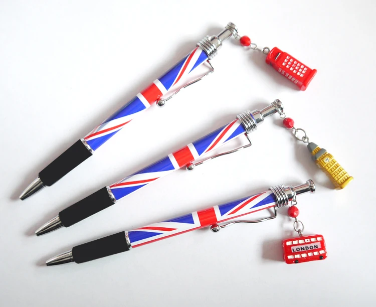 London souvenirs ballpoint pens with charms union jack with Big Ben