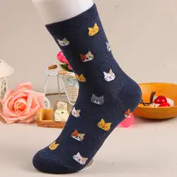 1 пара винтажные модные женские туфли для девочек прекрасные милые кошки носки животных мультфильм Хлопок Забавный Kawaii Носки harajuku calcetines mujer