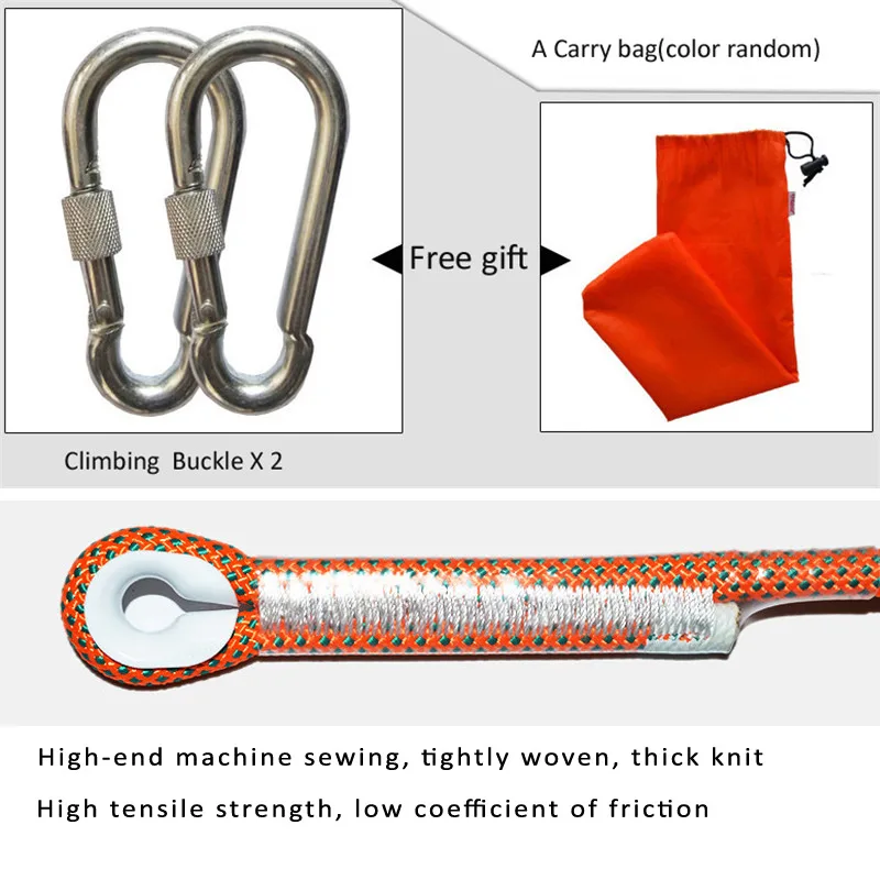Скалолазание шнур диаметр 10 мм 5-80 метров 20KN наружное оборудование аксессуары Паракорд Веревка безопасности с 2 шт пряжкой