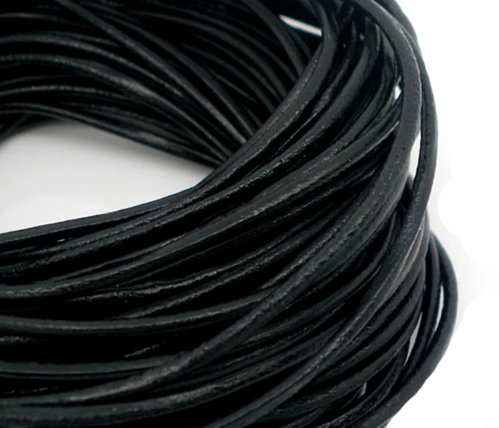 DoreenBeads из натуральной кожи Ювелирные изделия из жемчуга веревку черный 1,5 мм, 2 м, новинка