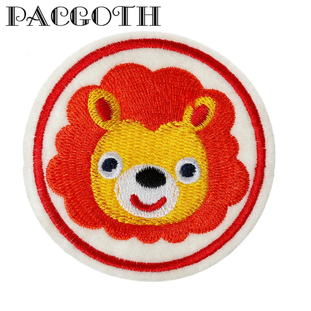 

PACGOTH Bag Accessory Terylene Appliques DIY Cute Scrapbooking Craft Round Multicolor Lion Smile Face Pattern 7cm, 1 Piece