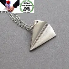 OMHXZJ Европейская мода женские и мужские вечерние подарок на свадьбу бумажный самолет 925 пробы Серебряное Ожерелье Подвеска Шарм CA109