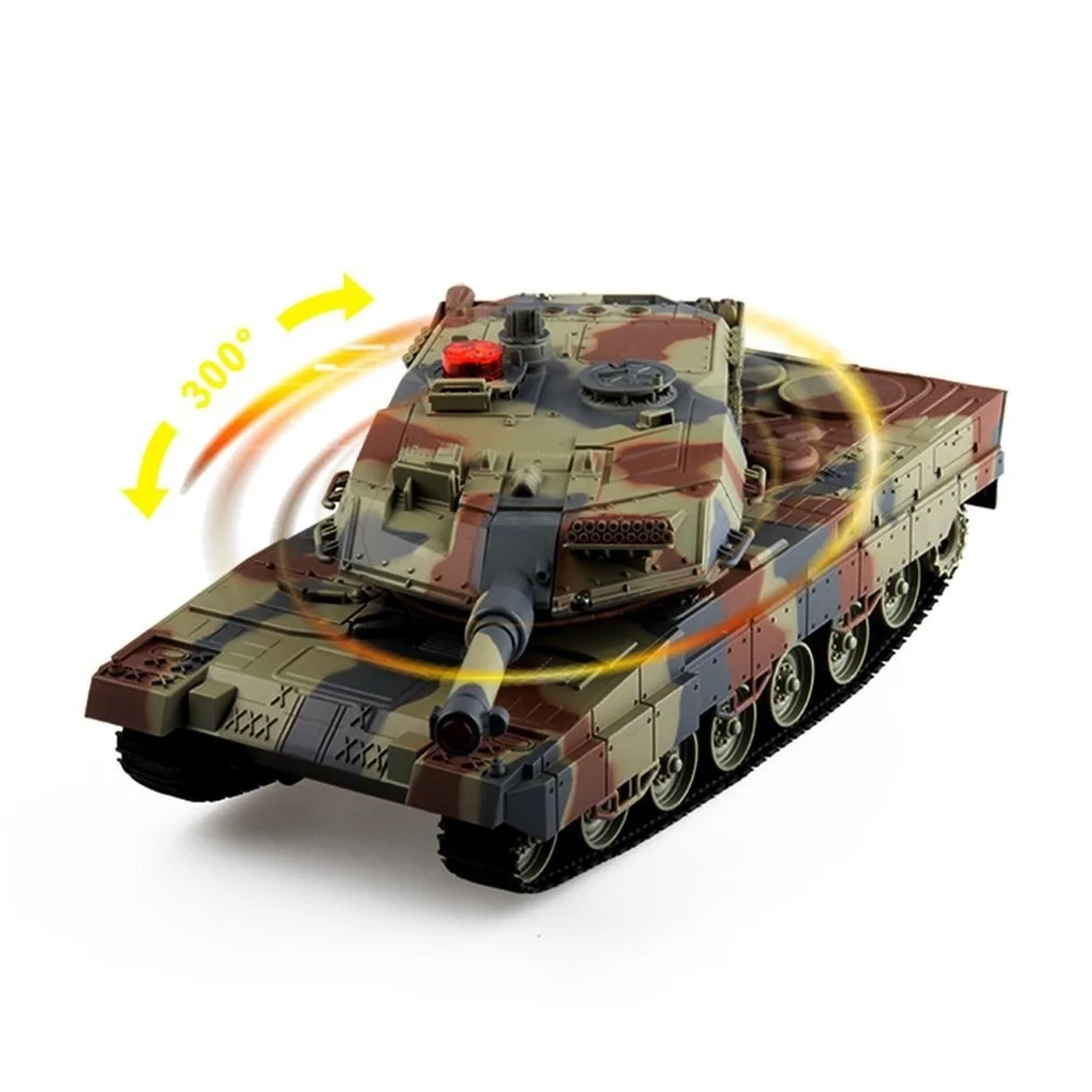 Battle Tank 1/24 Scale German Leopard A6 Infrared Fighting RC Battle Tank with Sound and Lights Wireless RC Tank Toys