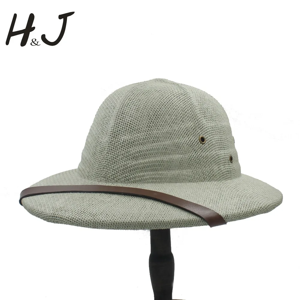 

Novelty Straw Helmet Pith Fedora Hats For Women Men Vietnam War Army Sun Hat Dad Boater Bucket Hats Safari Jungle Miners Cap