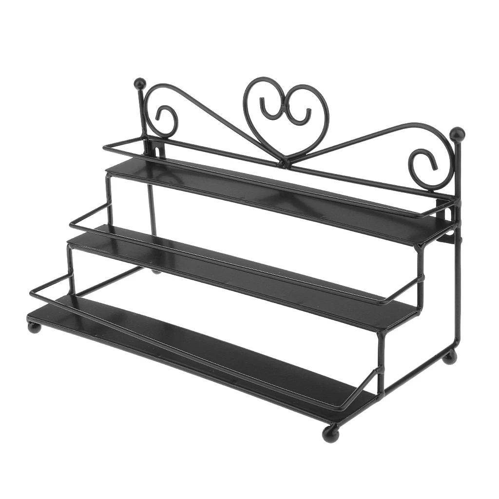 MagiDeal 3 Tier Metal Heart Nail Polish Organizer Wall Mounted Display Stand Professional Useful Tool