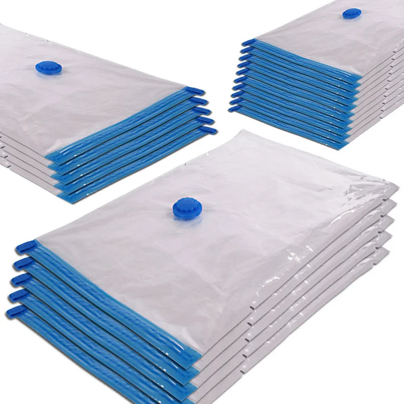 

20 PCs Vacuum Bag for Clothes Storage Bag with Valve Transparent Border Foldable Compressed Organizer Space Saving Seal Packet