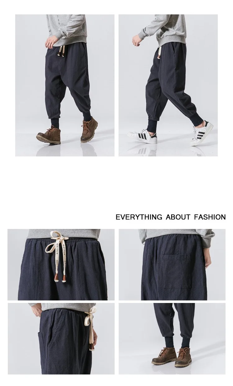 Zongke/штаны-шаровары в китайском стиле, мужские спортивные штаны для бега, хлопковые льняные брюки-карандаш, мужские брюки, уличная одежда, мужские штаны
