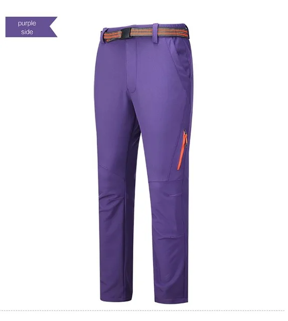 Mujeres Softshell al aire libre Pantalones de senderismo camping impermeable a prueba de viento trekking fleece interior Pantalones femenina escalada Windstopper