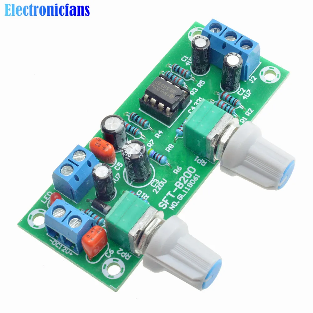 

Preamplifier Stereo Tone Board NE5532 Subwoofer Filter DC 10-24V Low-Pass Preamplifier PCB Module 78X32X1.6MM