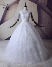 LORIE White Wedding Gowns 2017 Vestidos De Noiva Vintage Lace Appliques Beaded Sexy Bridal Dressee Half Sleeves Custom Made