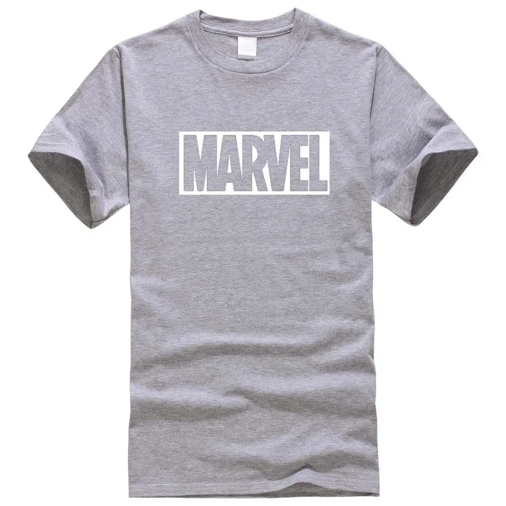 Новая модная футболка "Марвел", мужская хлопковая Повседневная футболка с короткими рукавами, мужские футболки marvel, мужские топы, футболки - Цвет: Light grey white