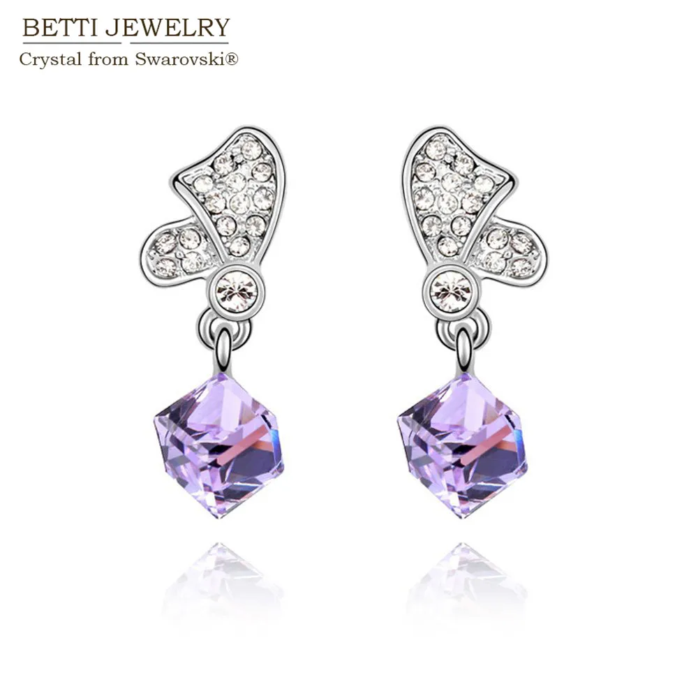 

2016 New Charming Women hot cube earrings With Crystals From Swarovski for Mother's Day gift Bijoux Wholesale