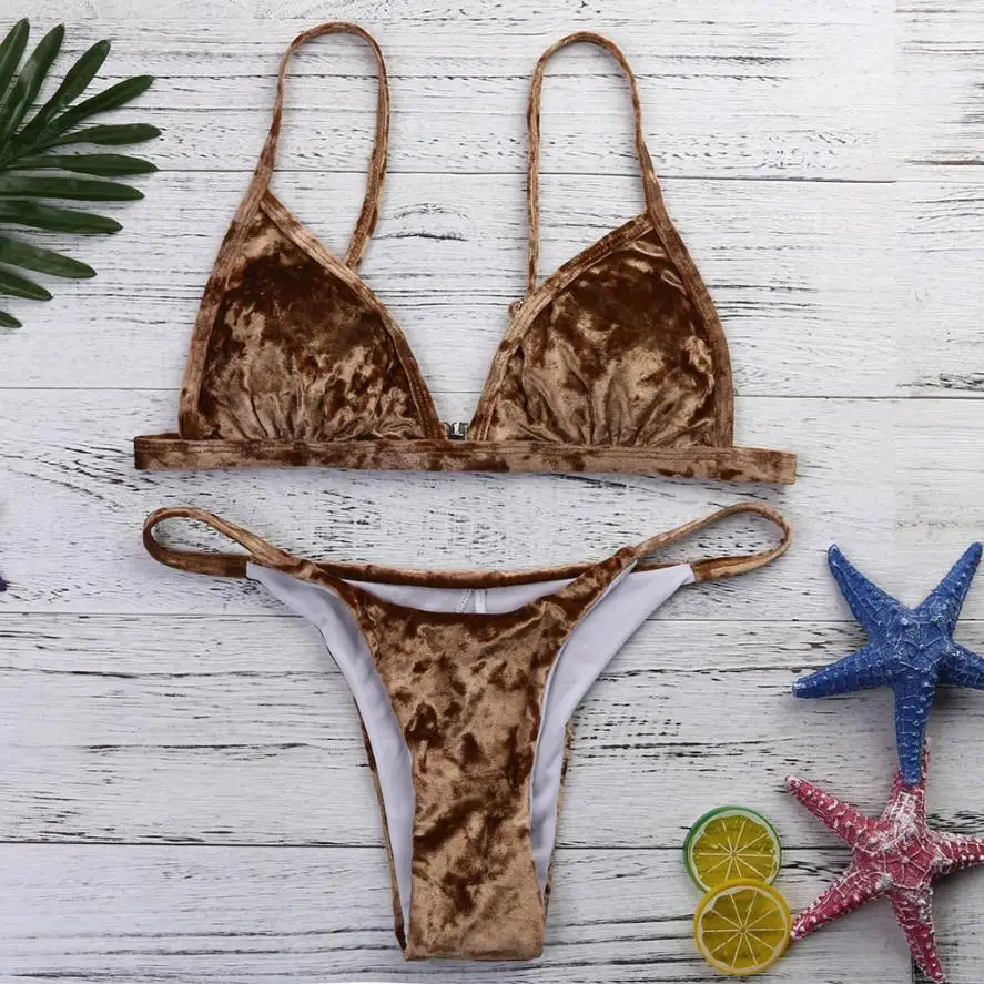 Brazilian Womens Velvet Bikini Set Sexu Low Waist Swimming Costumes Swimsuit Push Up Swimwear Maillot De Bain Bandeau Biquini In Bikinis Set From Sports Brazilian Womens Velvet Bikini Set Sexu Low Waist Swimming Costumes Swimsuit Push Up Swimwear Maillot De Bain Bandeau Biquini In Bikinis Set From Sports