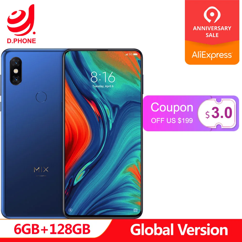 

Presale 5G Network Supported Global Version Xiaomi Mi MIX 3 Snapdragon 855 6GB 128GB 6.39" AMOLED Screen Dual Front Camera Phone
