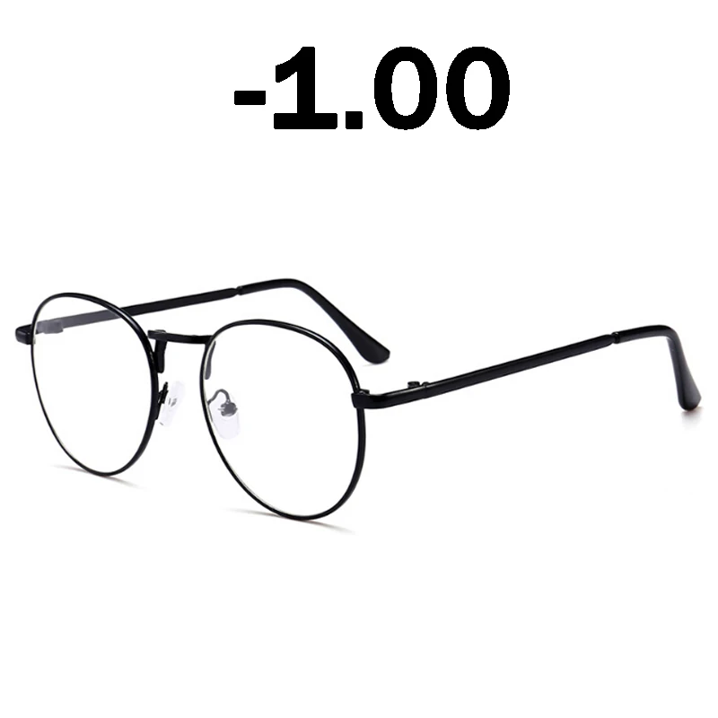Elbru очки для близорукости, мужские очки в металлической оправе, очки для близорукости, женские близорукие очки-1 1,5 2 2,5 3 3,5 4 - Цвет оправы: Black -1.00