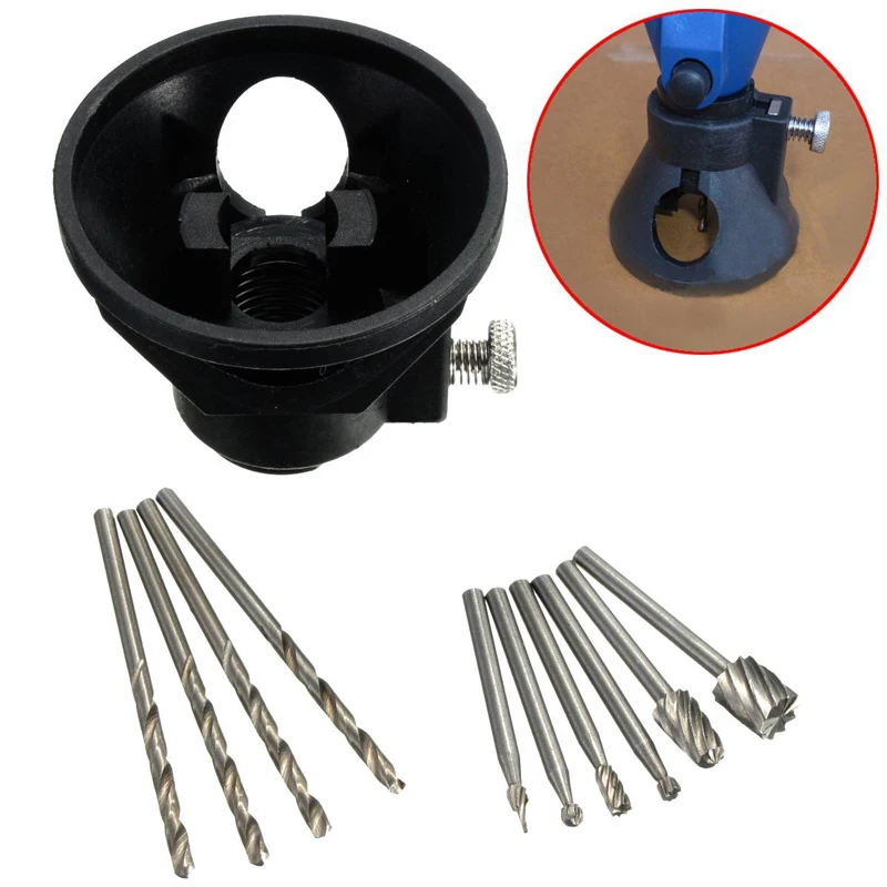 1set  6x HSS Wood Milling Burrs+1 Drill Carving Locator+ 4 Bits for Rotary Tool Accessories