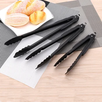 

9/12/14'' Stainless Steel Food Tongs Barbecue Kitchen Tongs Cooking Baking Tool Black Salad Ice BBQ Tongs BBQ Accessories
