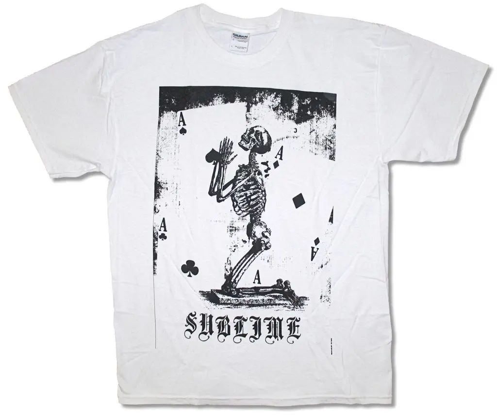 Sublime Skeleton Card Aces White T Shirt New Official Ska Punk shirt Summer Style Fashion Men Shirts top tee | Мужская одежда