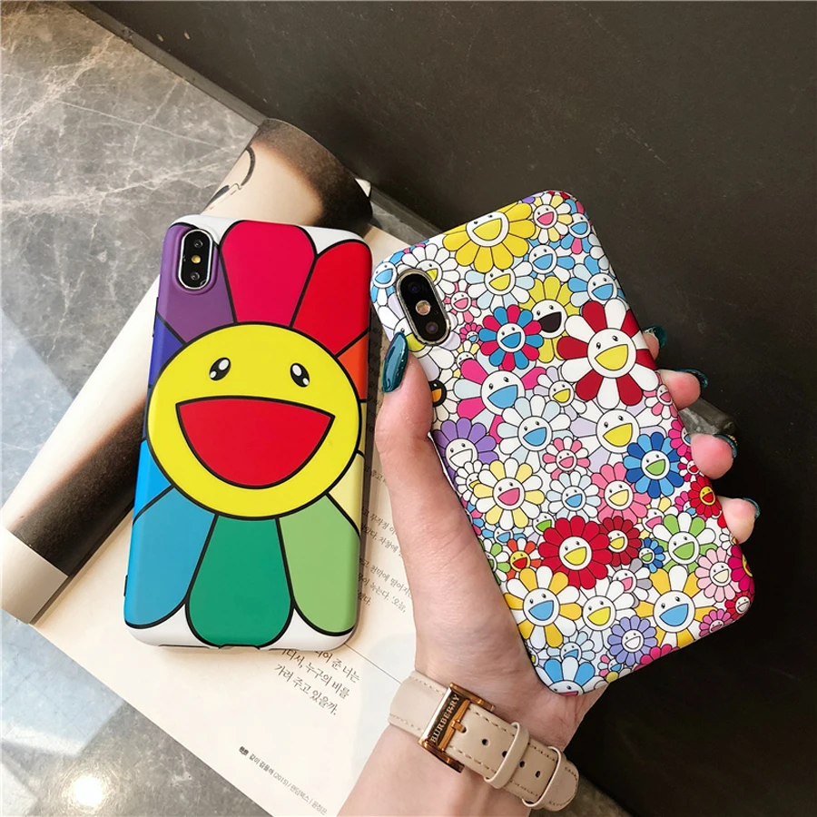 

For iphone XS MAX XR X 6 6S plus 7 8 plus case cover fashion colorful sunflower smile painted soft silicon phone bag Ritozcase