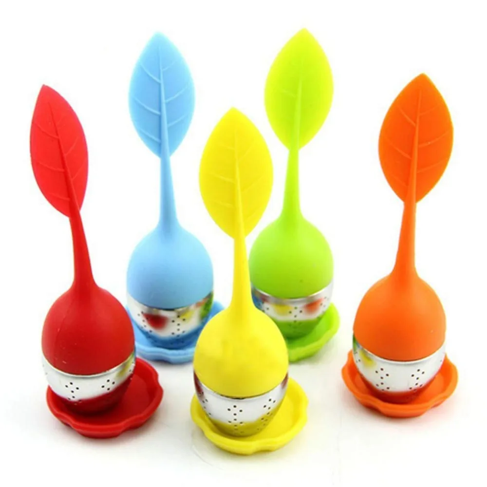 

Cute Silicone & Stainless Steel Leaf Tea Strainer Infusor Teaspoon Infuser Spice Filter Teteras Tea Accessories 5 Color