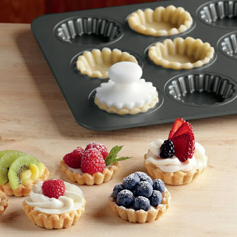 12 Cup Non Stick Mini Wave Lace Flower Shape Tart Cake Pan Mold Tart Cookie Baking Pan Baking