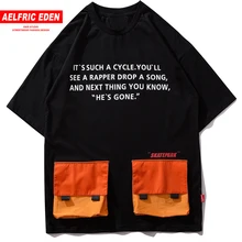 Aelfric Eden Цветные Лоскутные футболки с карманами, мужские хлопковые уличные футболки с круглым вырезом, повседневные топы, футболки в стиле хип-хоп, модные футболки с коротким рукавом