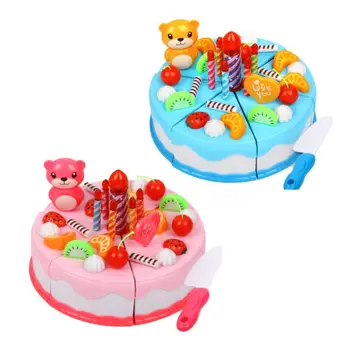 

38pcs/set Happy Birthday Cake Toy Fruit Food Cutting Kitchen Food Pretend Role Play Kids Educational Gift