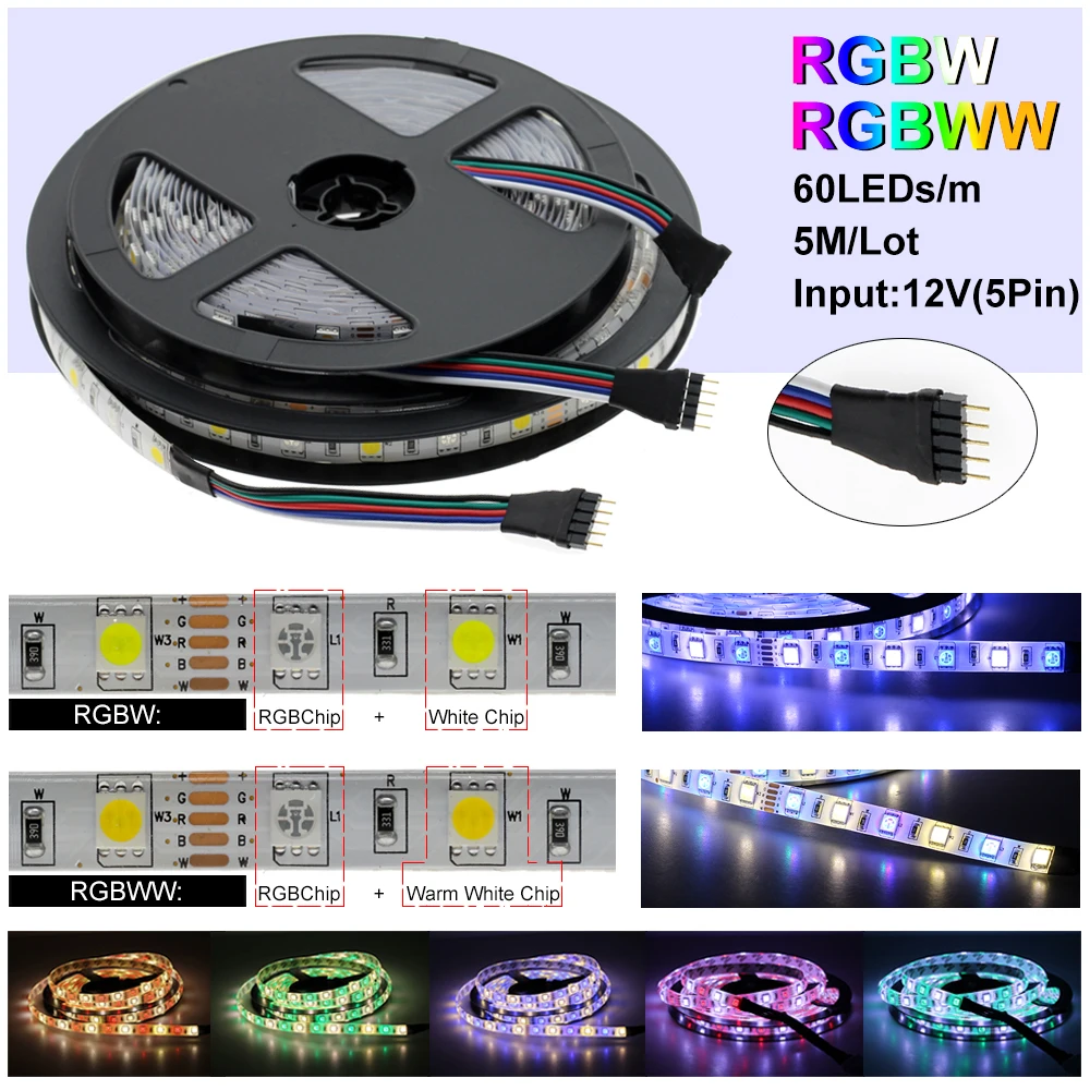 Светодиодная лента 5050 DC12V RGB RGBW ледяной, синий, розовый, белый теплый белый 60 светодиодный s/M 5050 светодиодные ленты 5 м 300 светодиодный s