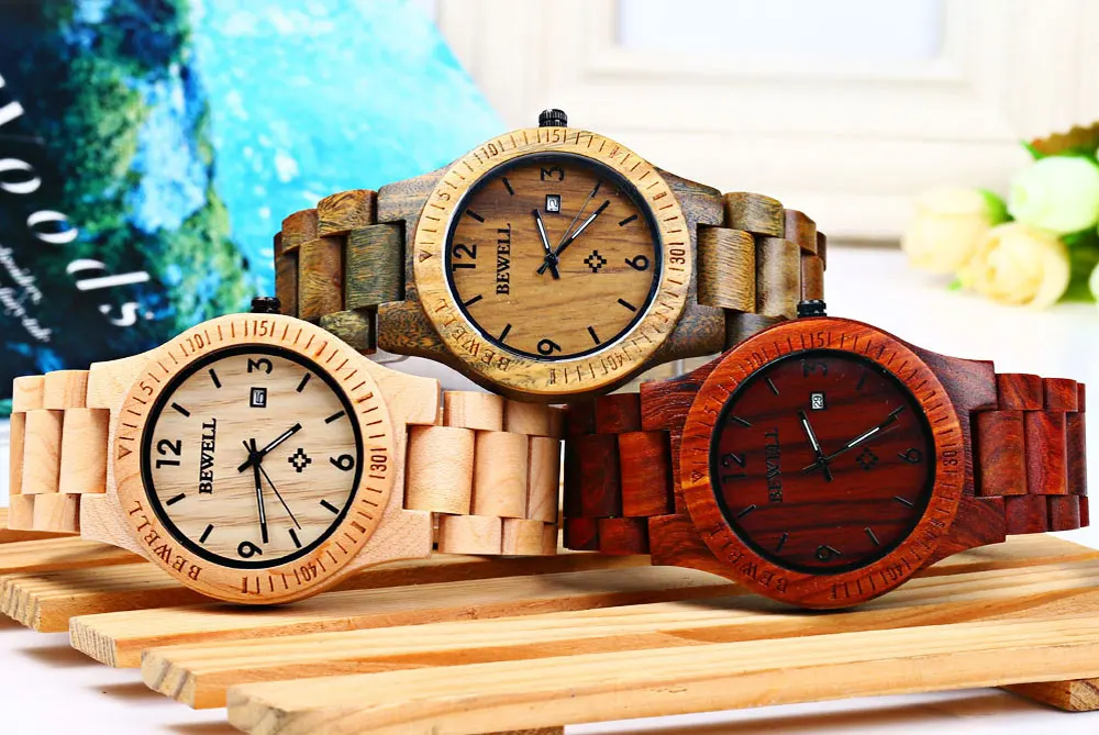 2017 BigBen Bewell Luxury Brand Wood Watch Men Analog Natural Quartz Movement Date Male Wristwatches Clock Relogio Masculino (17)