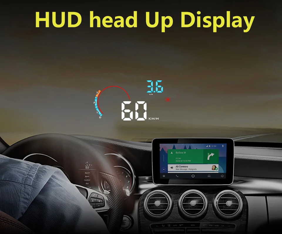 OBD2 HUD Автомобильный дисплей 5," светодиодный проектор на ветровом стекле OBD сканер скорости топлива Предупреждение сигнал тревоги данные диагностический инструмент