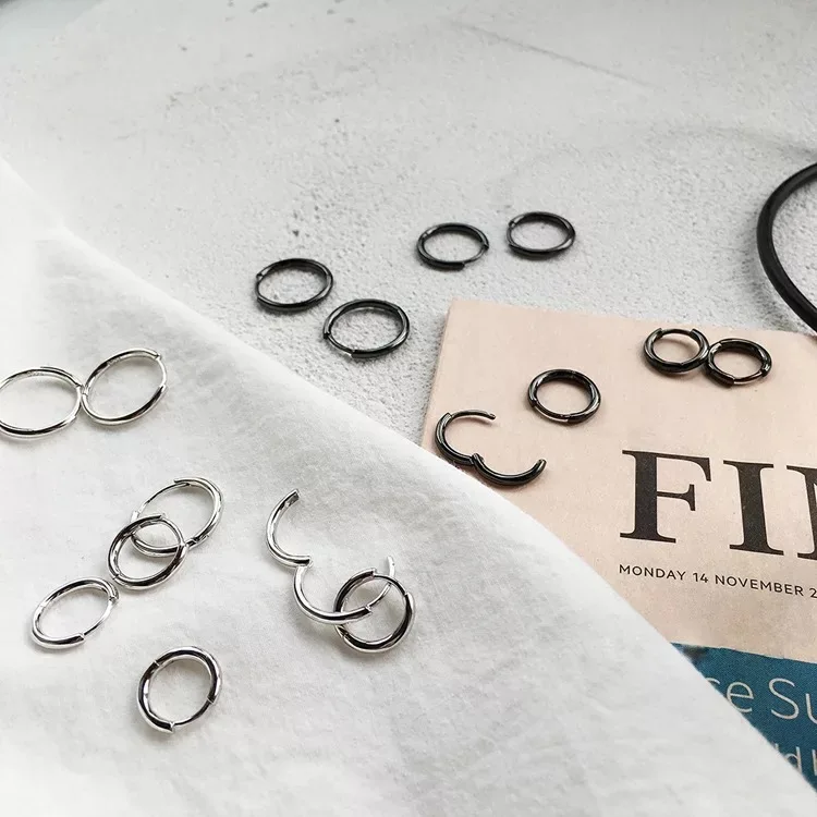 

925 sterling silver earring fashion simple size circle ear ring ear bone fashion wild trend men women boy girl silver ear jewelr