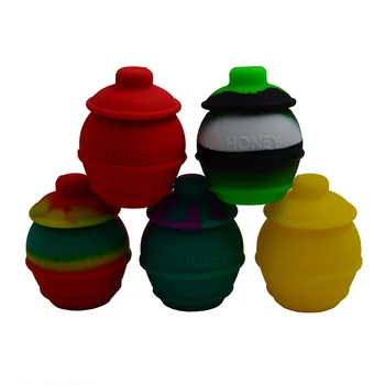 

5pcs Bho Honey Pots Dab wax Jar 26ml Silicone butane slick oil container Dabber concentrate jars