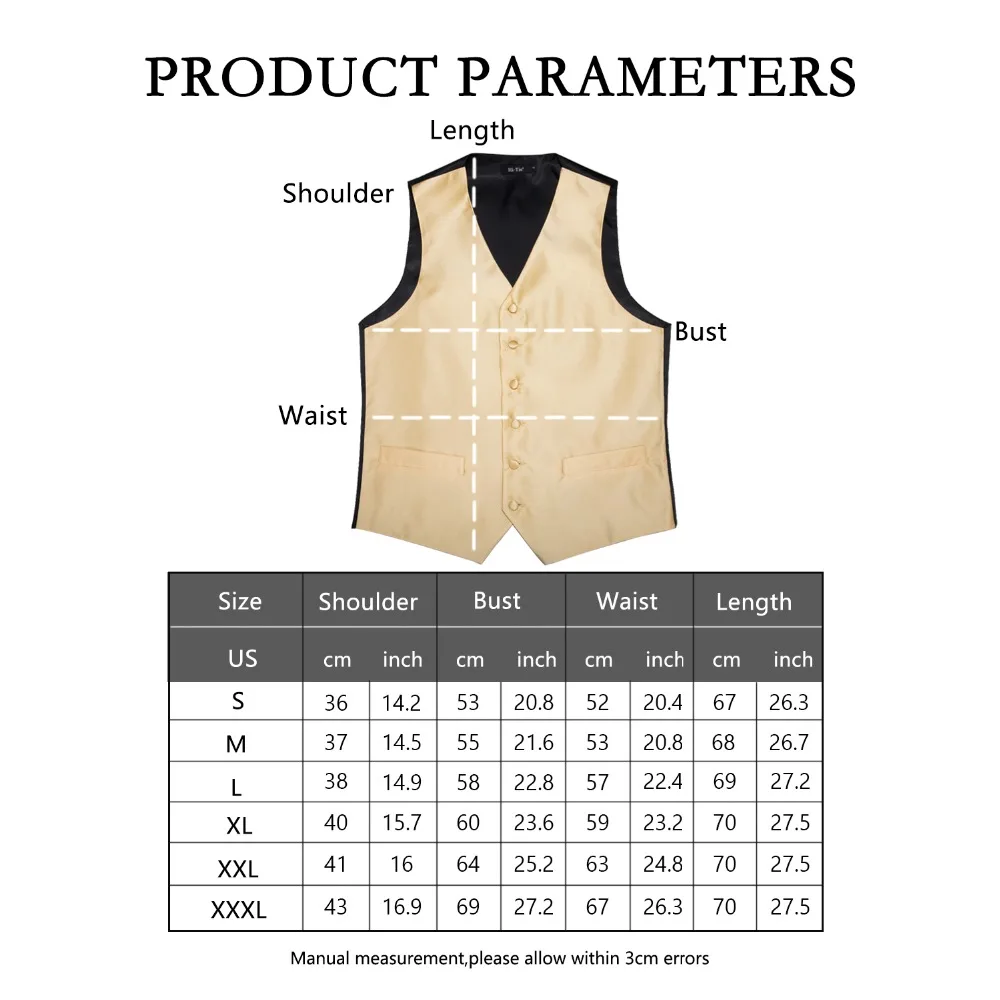 Hi-Tie Men's Vest Set Silk Solid Waistcoat Vests For Men High Quality Tie Pocket Square Cufflinks Set Black Blue Red Gold Vests Hi-Tie Men's Vest Set Silk Solid Waistcoat Vests For Men High Quality Tie Pocket Square Cufflinks Set Black Blue Red Gold Vests
