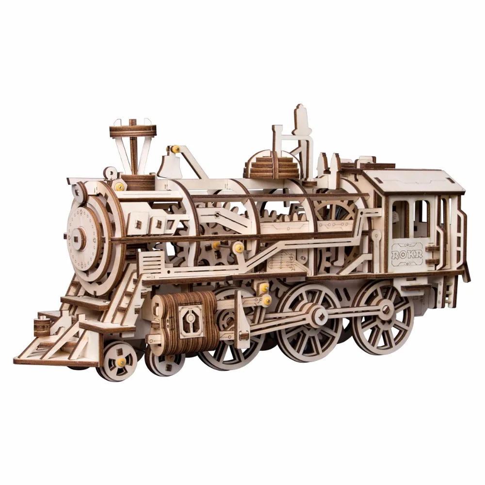 Robotime DIY reloj engranaje locomotora 3D modelo de madera de Kits de construcción de juguetes aficiones regalo para niños adultos LK701 - 1