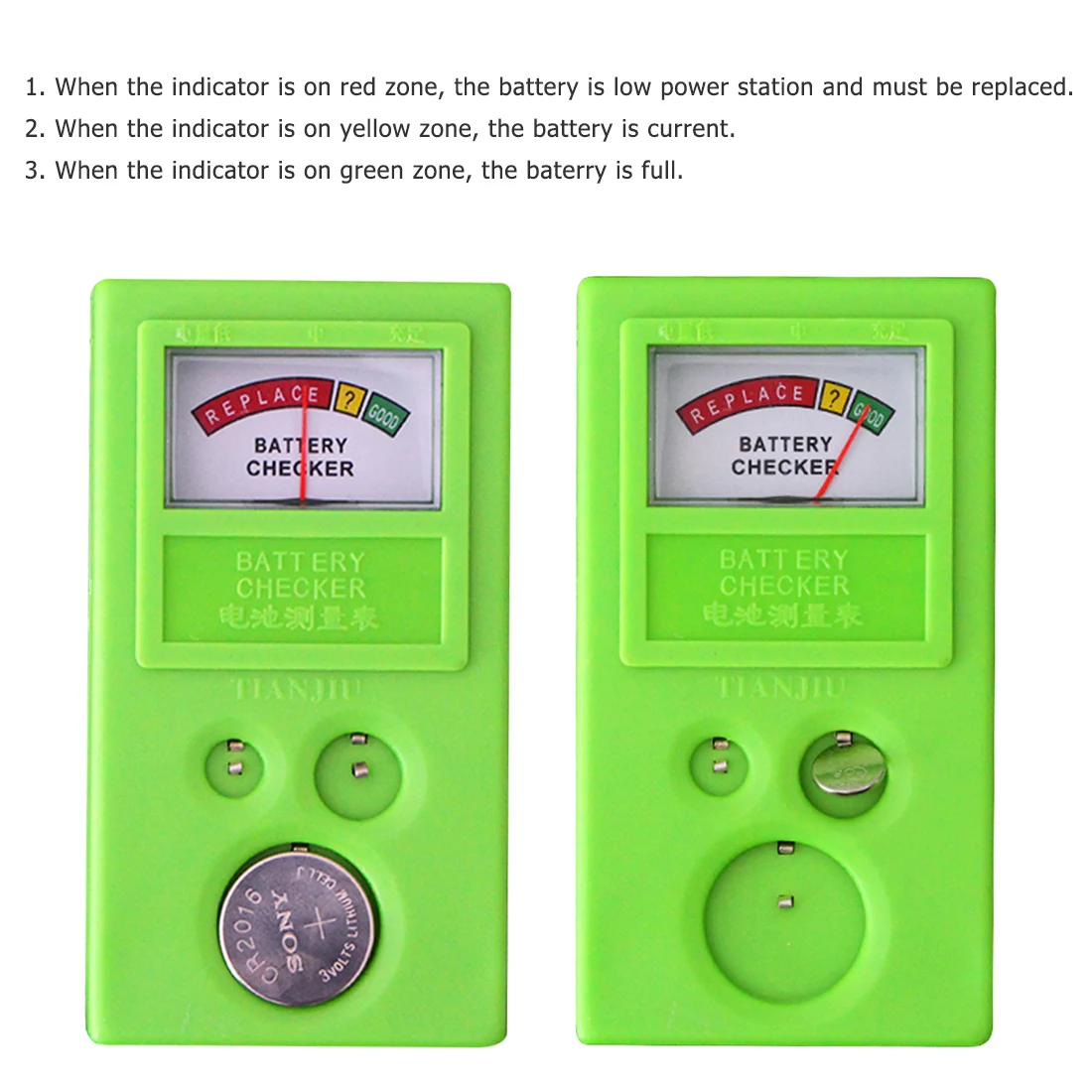 1pc LR44 CR2032 CR2025 Watch Battery Checker Light Weight Button Cell