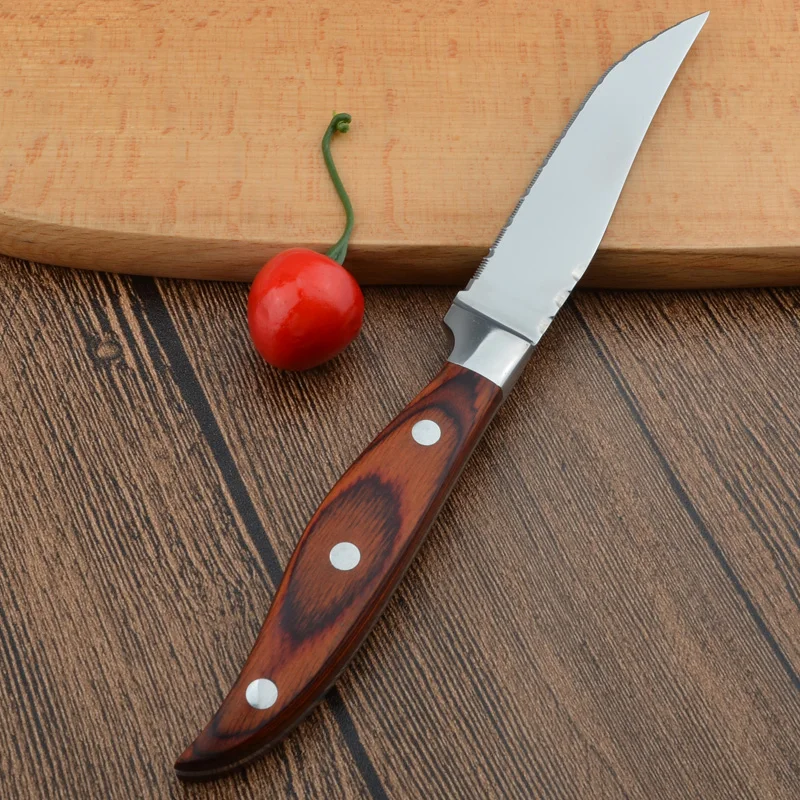 Горячая Распродажа 4,5 дюймов нож для стейка из нержавеющей стали кухонные ножи с деревянной ручкой для фруктов, овощей, мяса посуда набор столовых приборов
