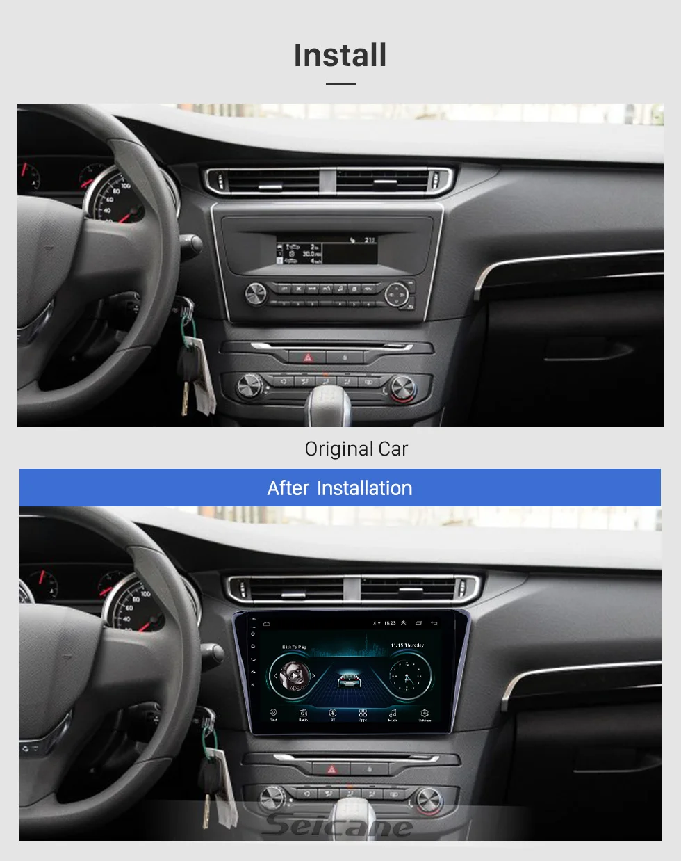 Top Seicane Car GPS for 2014 Peugeot 408 Android 8.1 10.1 inch Head Unit Stereo Player support DAB+ OBD2 DVR Steering Wheel Control 1