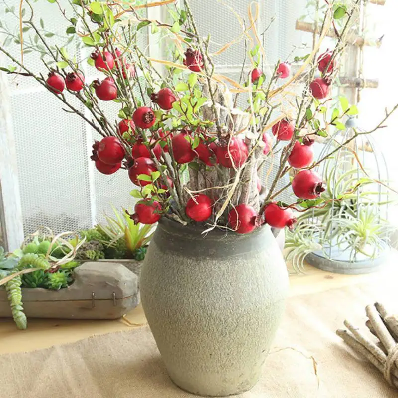 

Artificial berry fruit branch Artificial berries with leaves for autumn fall home garden decoration fake plants flores