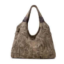 2017 Fashion Women Canvas Handbag Vintage Letter Print Shoulder Bags Famous Brand Large Bags Casual Brown
