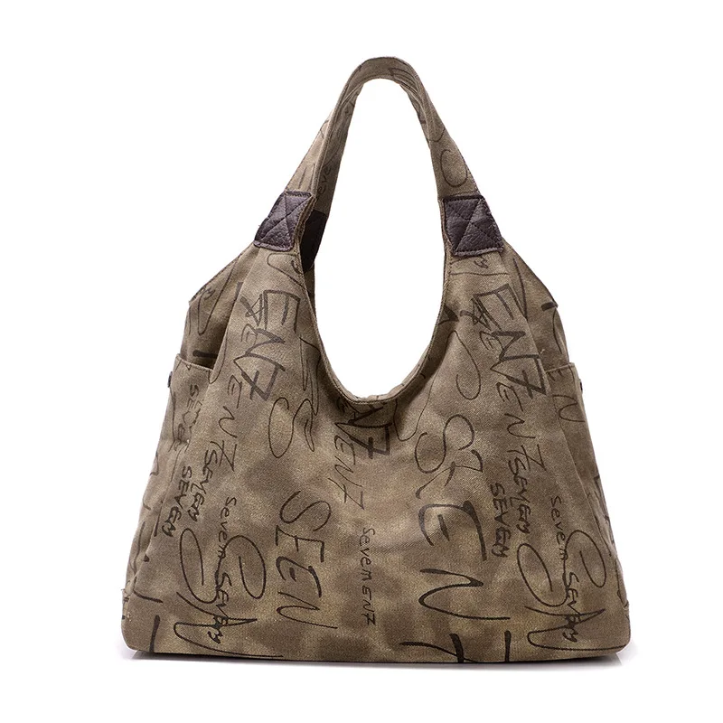 2017 Fashion font b Women b font Canvas font b Handbag b font Vintage Letter Print