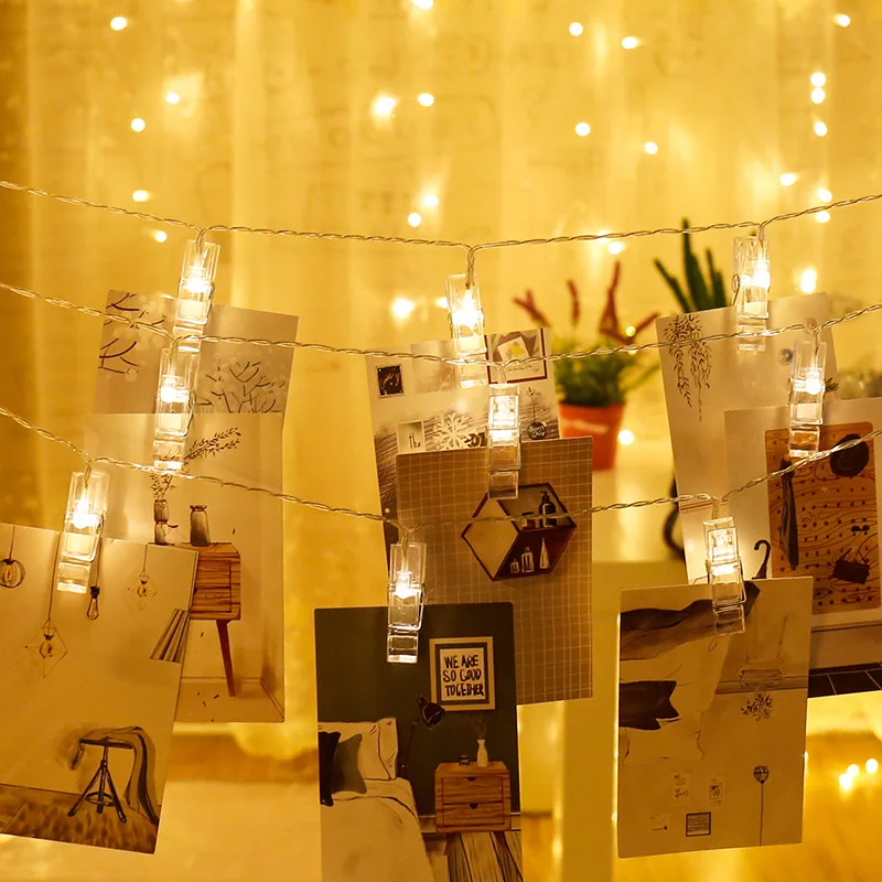 

20/40/80 LEDS Photo Clip Fairy Light Battery Operated/USB Garland Light Christmas Decoration Party Wedding Xmas String Lights
