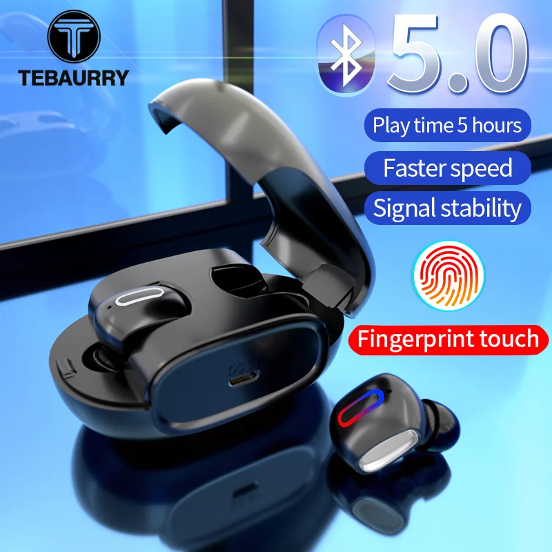 

TEBAURRY New G2 TWS Invisible Bluetooth Earphone 5.0 Touch Control Mini Wireless Headset Automatic Pairing Stereo Earphone