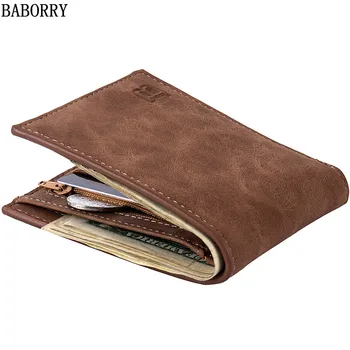 

BABORRY 2018 Brand Men Wallets Money Purses Male Luxury Design Men Thin Wallet with Coin Bag Zipper Wallet Carteira Masculina