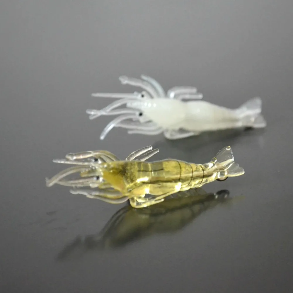 5cm Shrimp Soft Bait Glow Grass Shrimps Barbed Hook Day Night Fishing