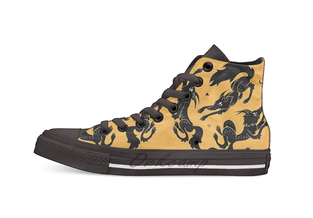 

Dancing Wolves Unisex High Top Canvas flat Casual Custom shoes Drop Shipping
